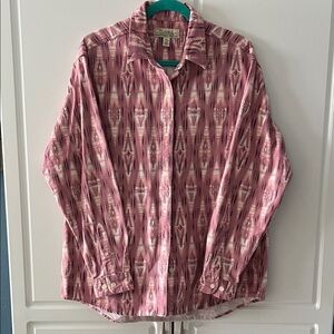 Cabelas Men's Pink Button Up Long Sleeve 100% Cotton Shirt